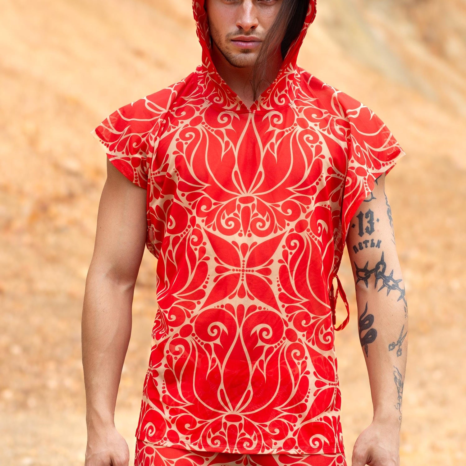 Dreamless Crimson Male Hooded Split Set Mesh