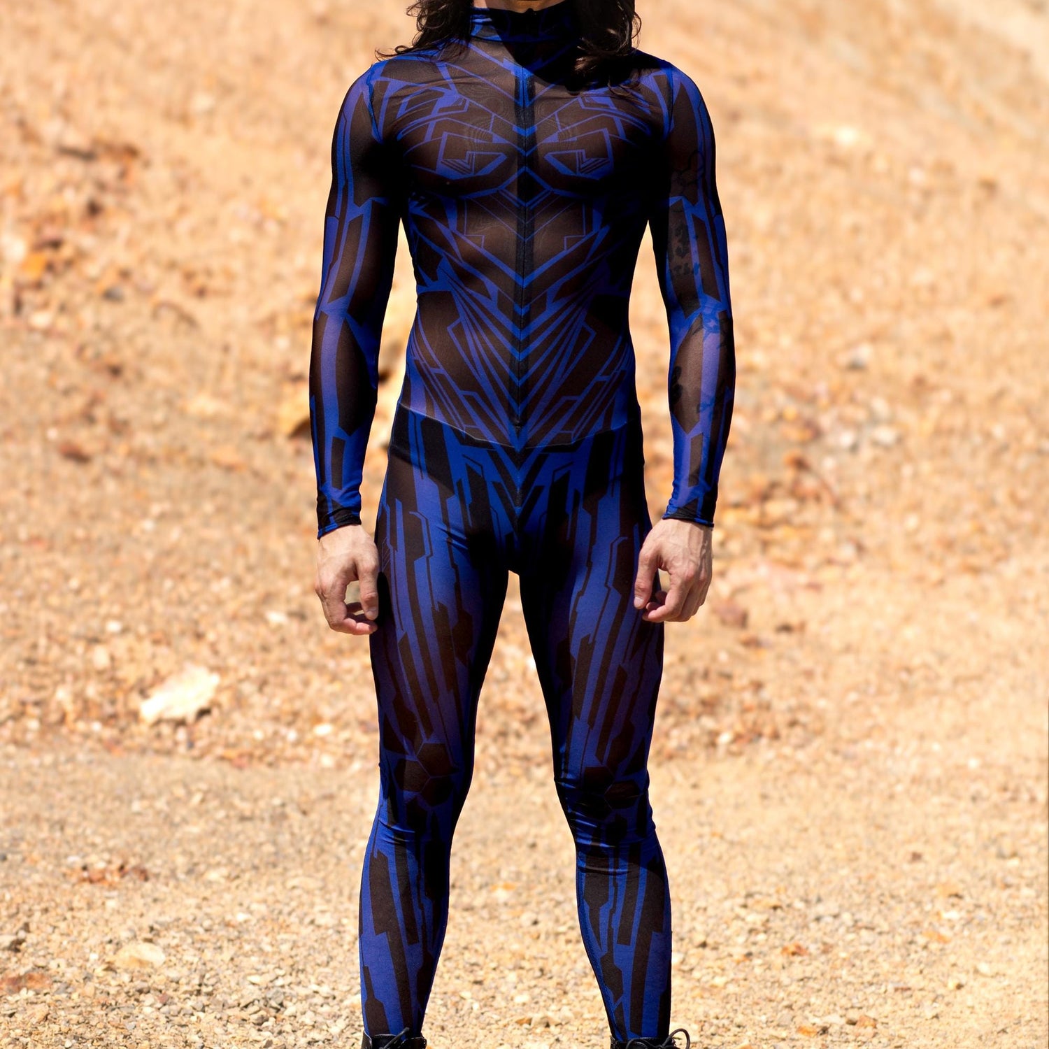 Fury Node Navy Male Mesh Costume Black, Blue