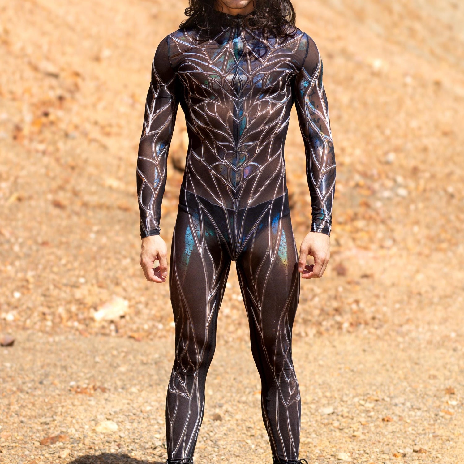 Oilslick Male Mesh Costume Black, Silver