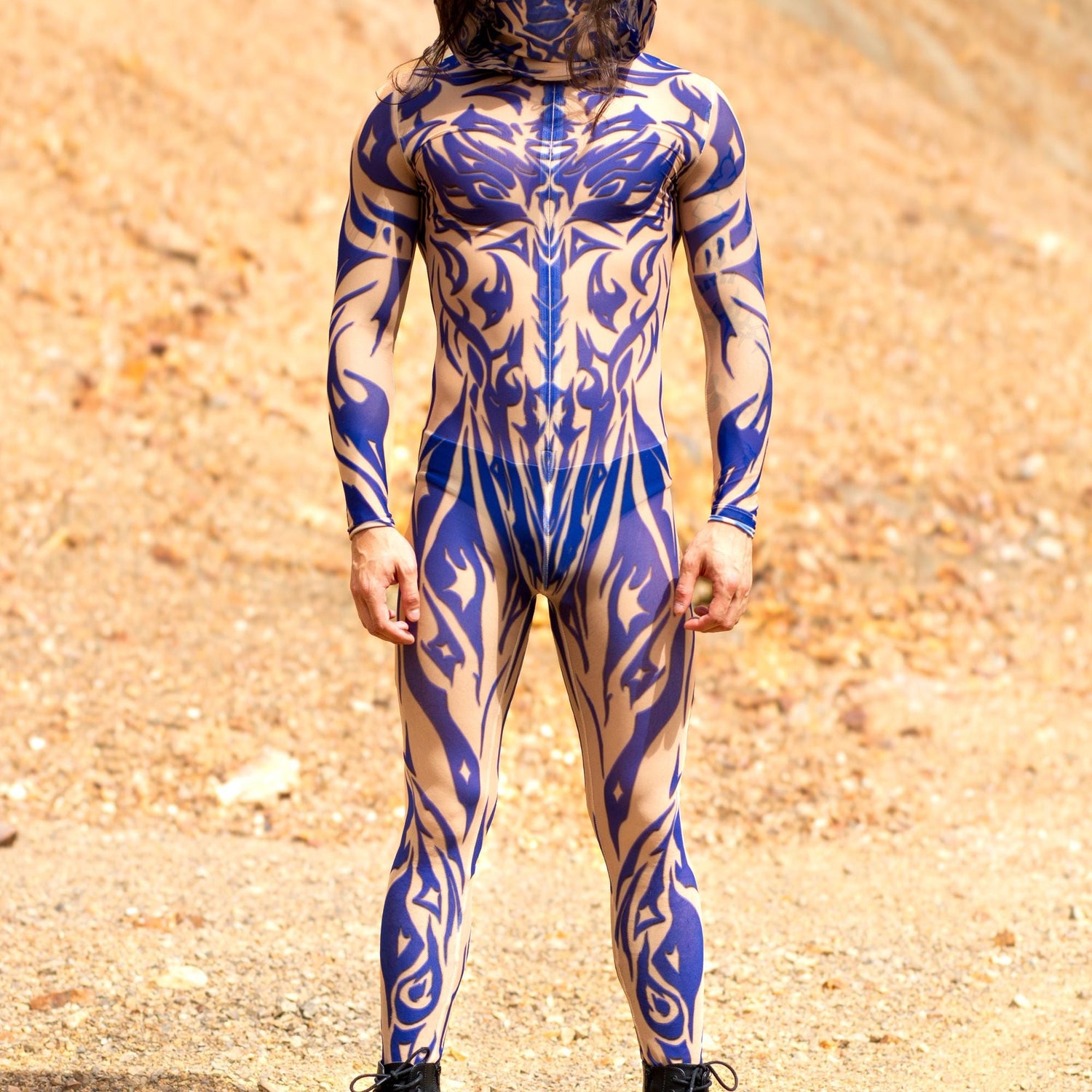 Aquarius Sun Navy Male Mesh Costume Set Blue
