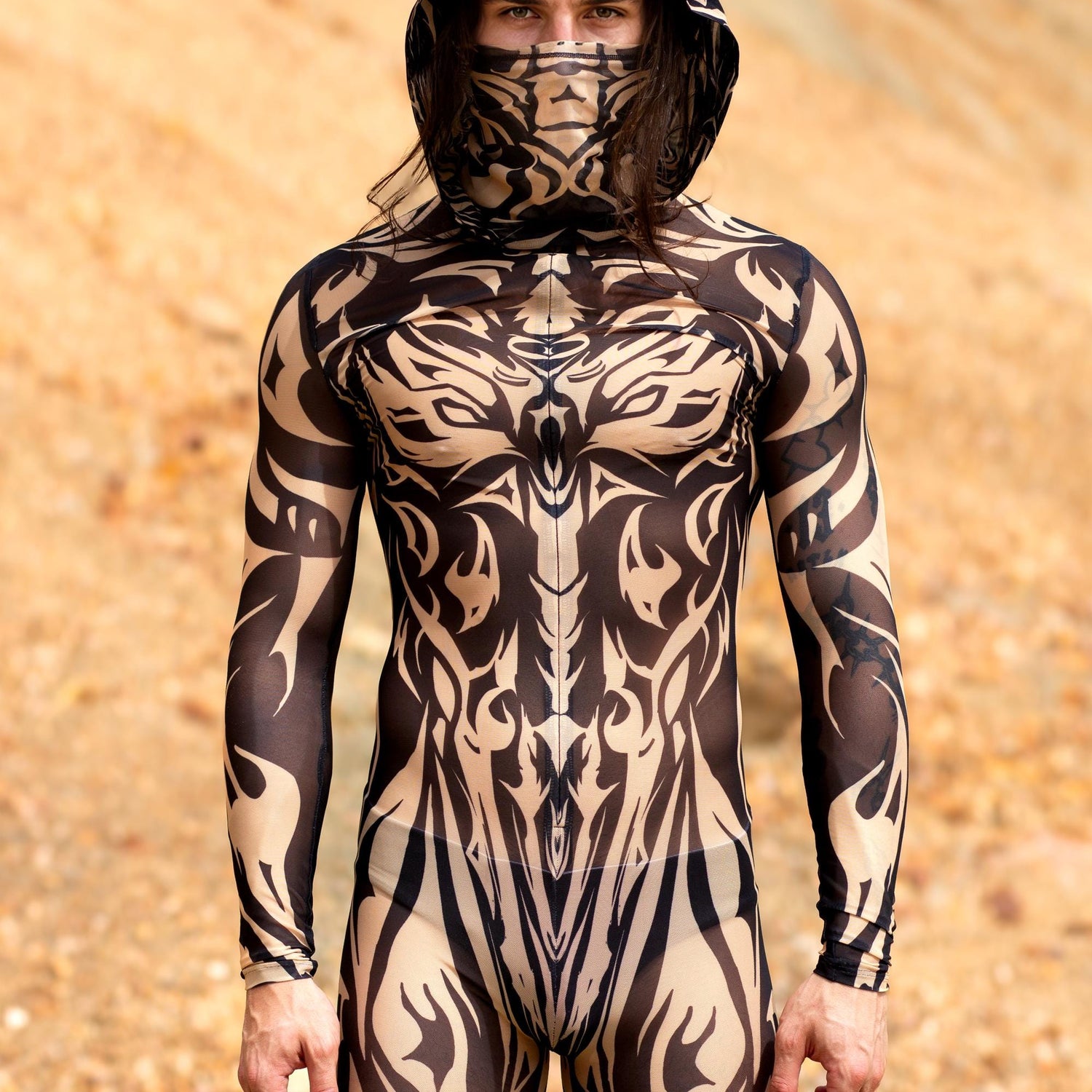 Aquarius Sun Nude Male Mesh Costume Set