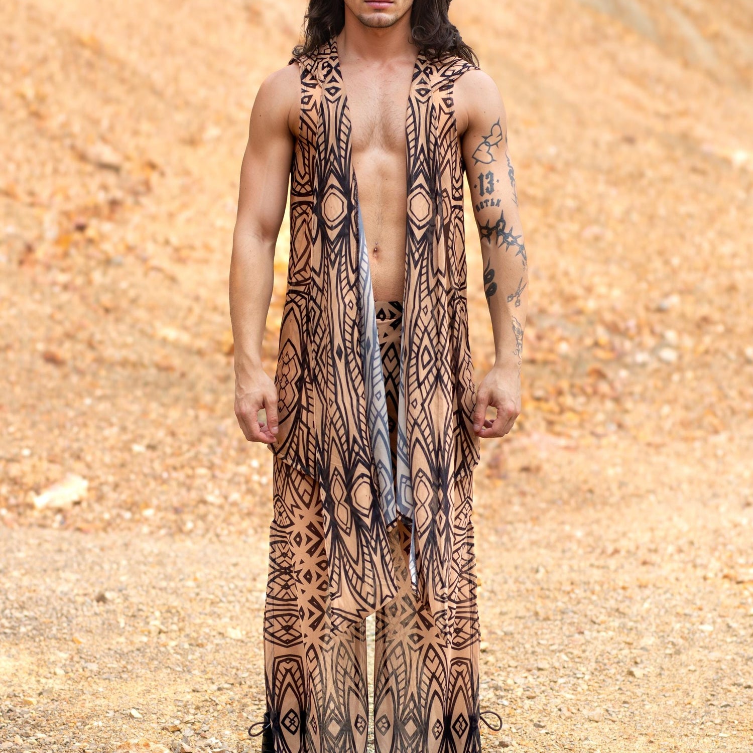 Composition Nude Mesh Male Vest Set Black