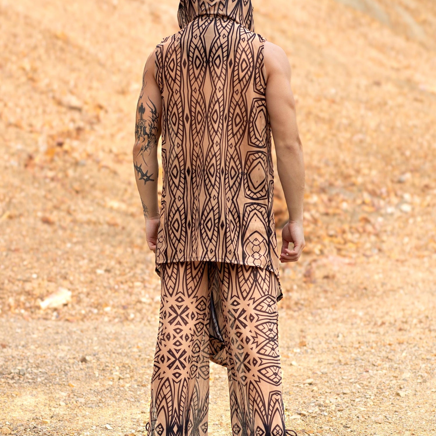 Composition Nude Mesh Male Hooded Vest Festival