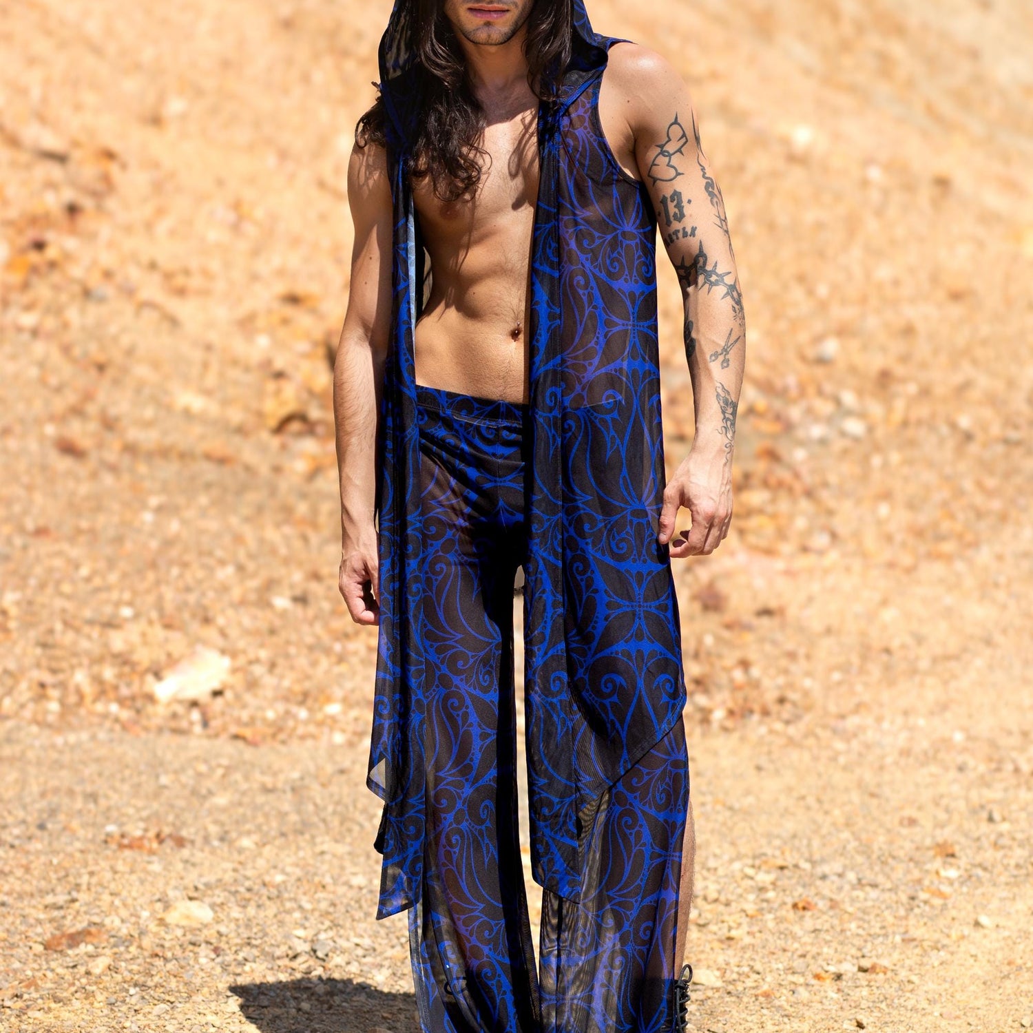 Dreamless Navy Mesh Male Hooded Vest Mesh