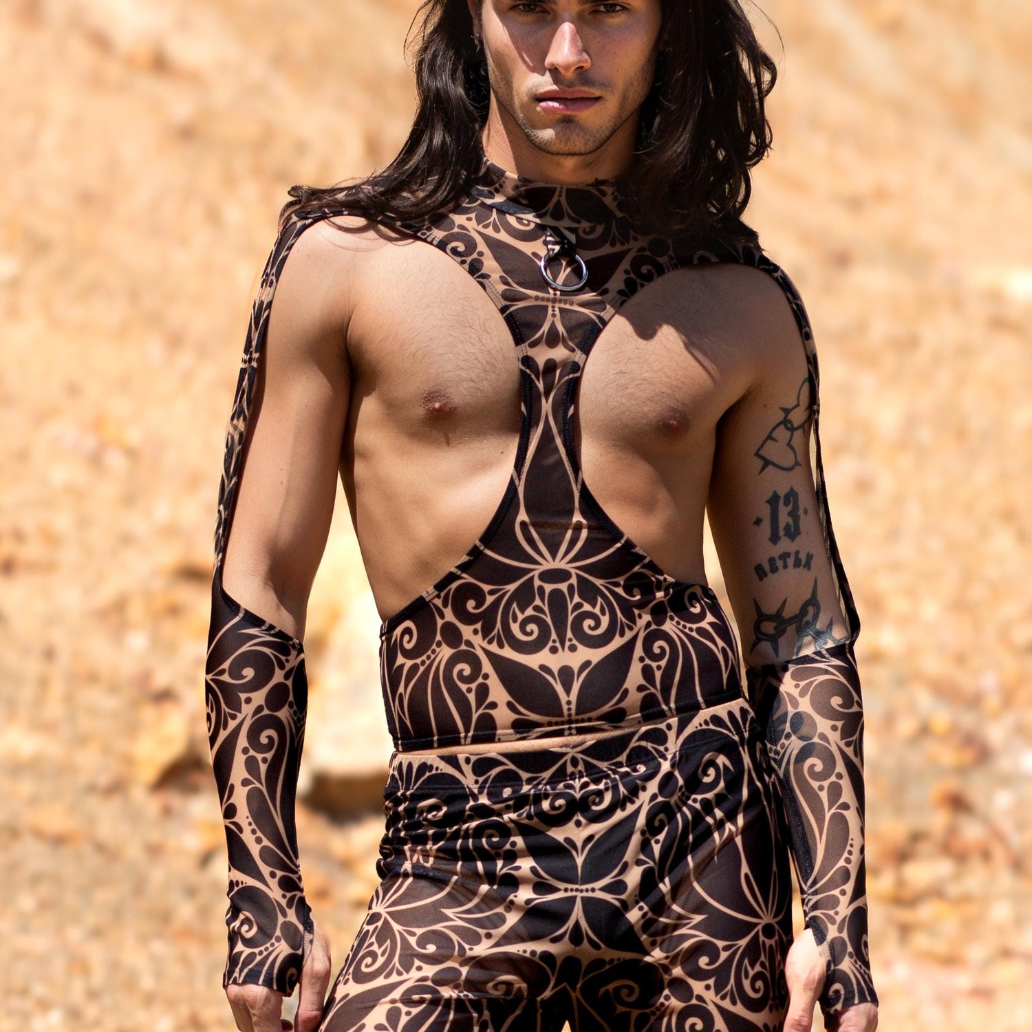 Dreamless Dark Mesh Male Split Pants