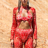Dreamless Crimson Slit Weave Bodysuit