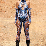 Fury Node Silver Criss-Cross Jumpsuit Set