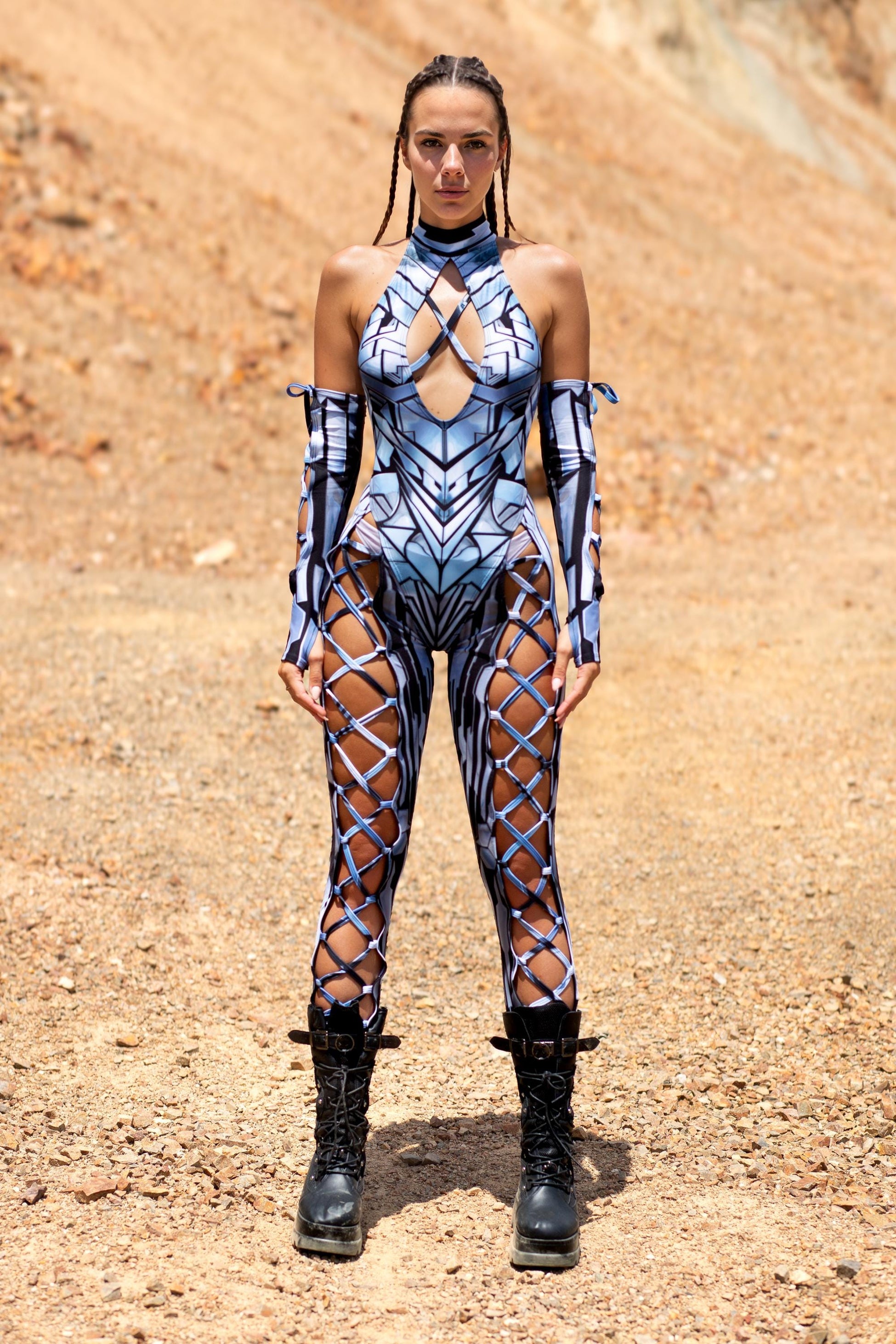 Fury Node Silver Criss-Cross Jumpsuit Set 2