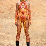 Fury Node Flame Criss-Cross Jumpsuit Set