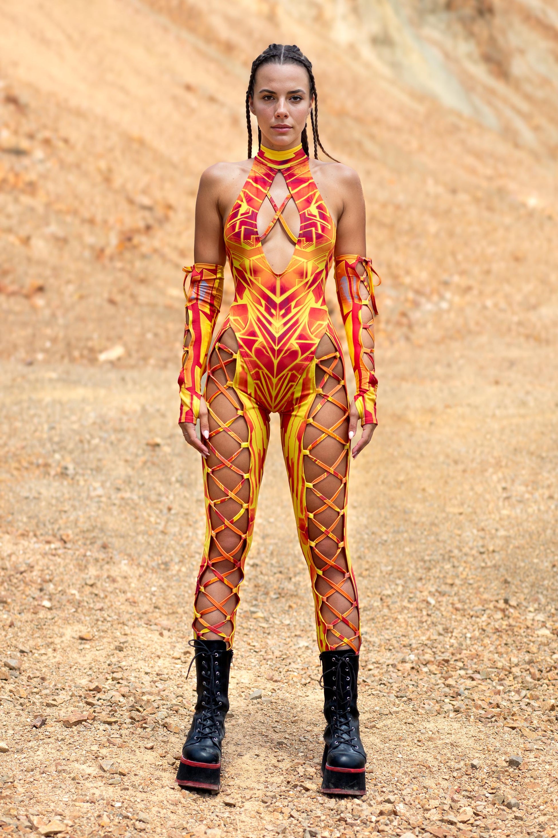 Fury Node Flame Criss-Cross Jumpsuit Set 2