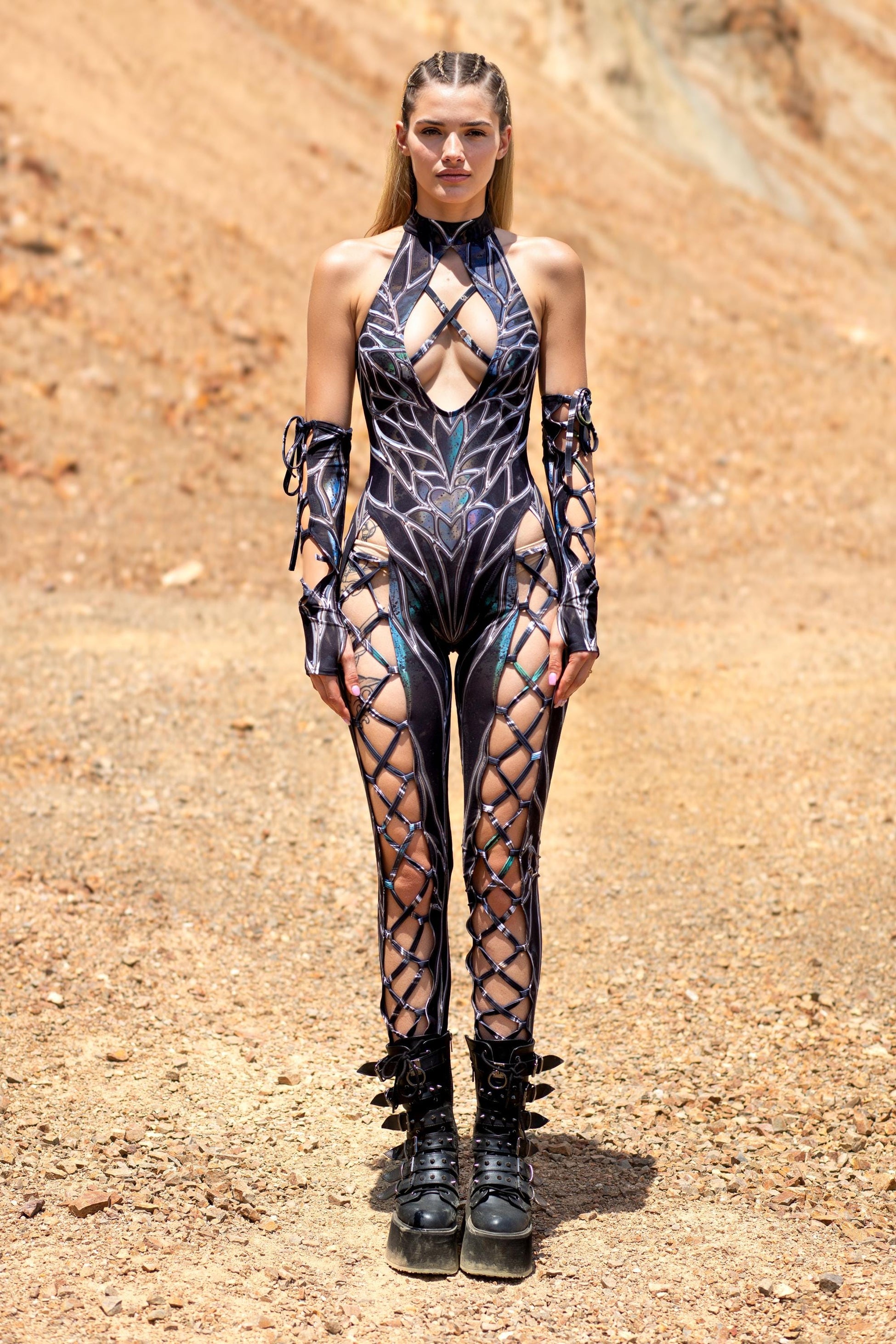 Oilslick Criss-Cross Jumpsuit Set 2