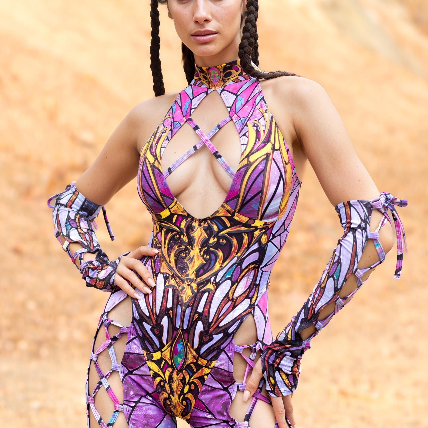 Ironwhisper Rose Criss-Cross Jumpsuit Set