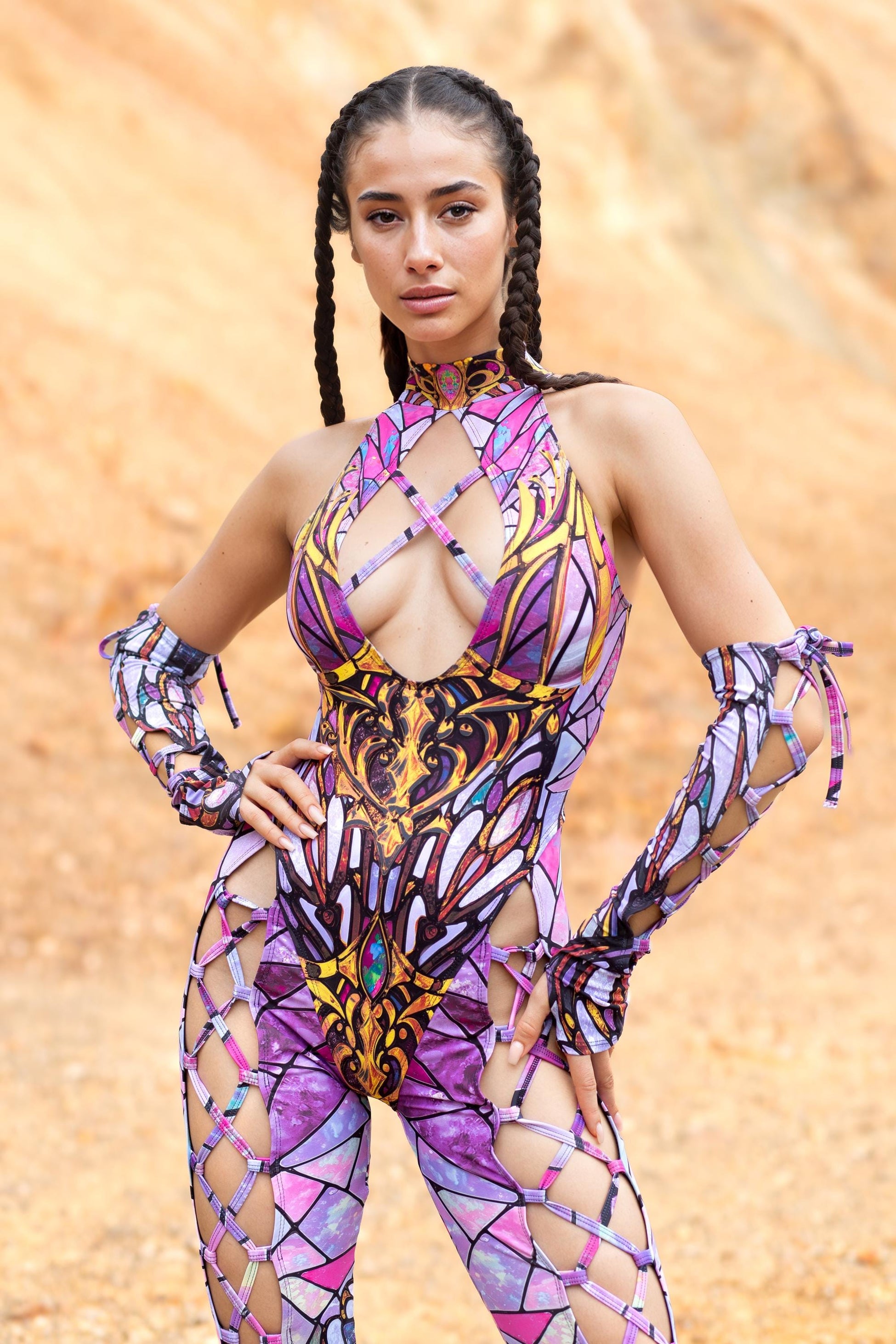 Ironwhisper Rose Criss-Cross Jumpsuit Set 1
