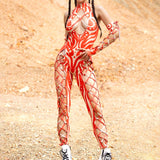 Oculus Red Criss-Cross Jumpsuit Set
