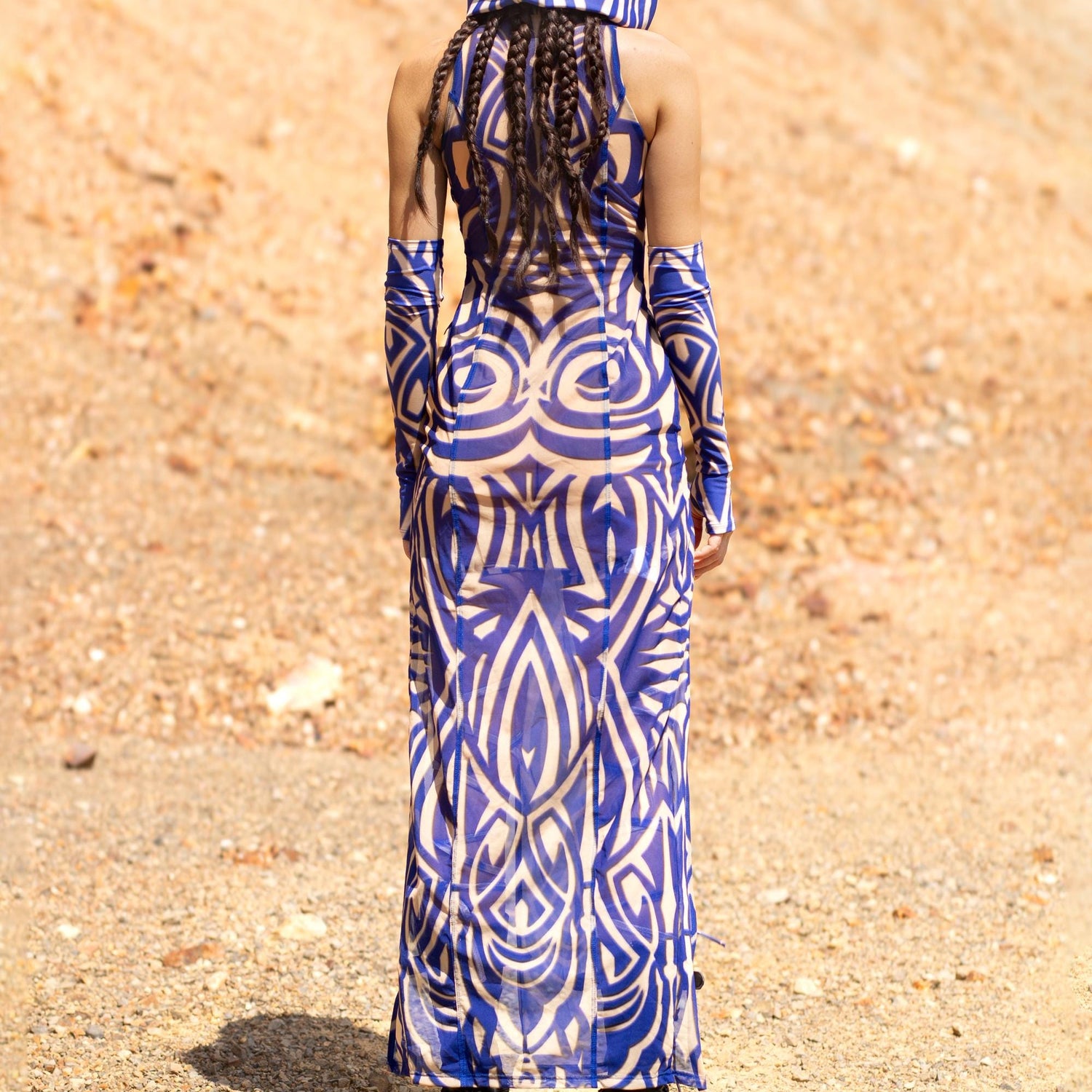 Hexed Blue Keyhole Dress Set Festival