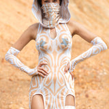 Hexed White Keyhole Dress Set