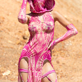 Vision Weaver Pink Keyhole Dress Set