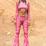 Mind Games Pink Slit Weave Pants Set