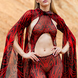 Composition Crimson Mesh Cloak