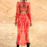 Dreamless Crimson High Slit Dress Set