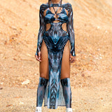 Illusionism High Slit Dress