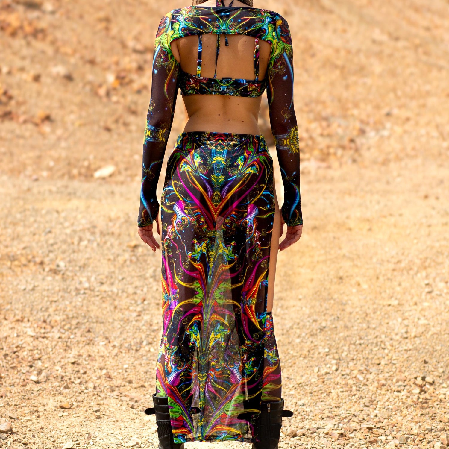 Dark Tendencies High Slit Dress Set Festival