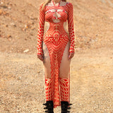 Mind Games Crimson High Slit Dress