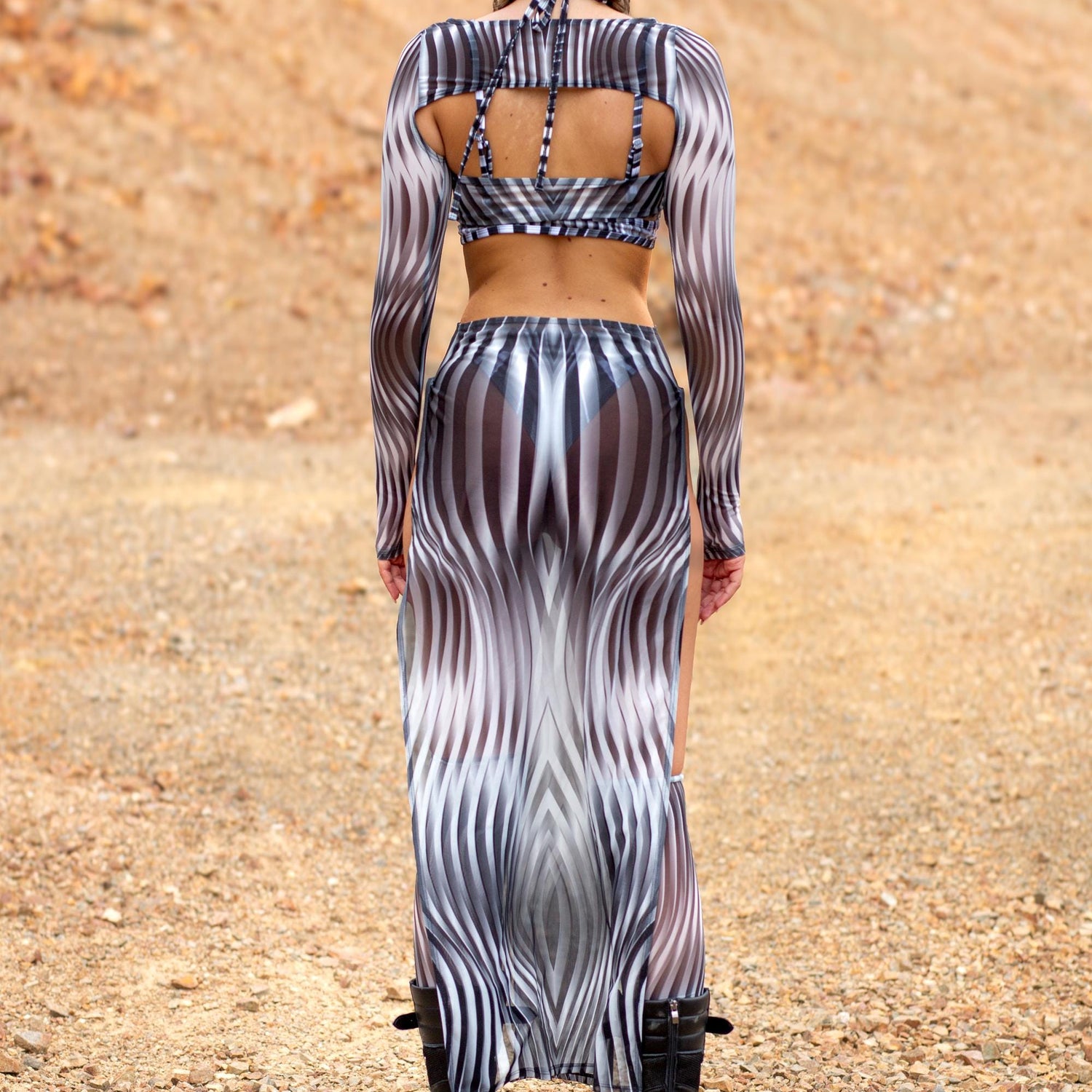 Desert Silver High Slit Dress Festival