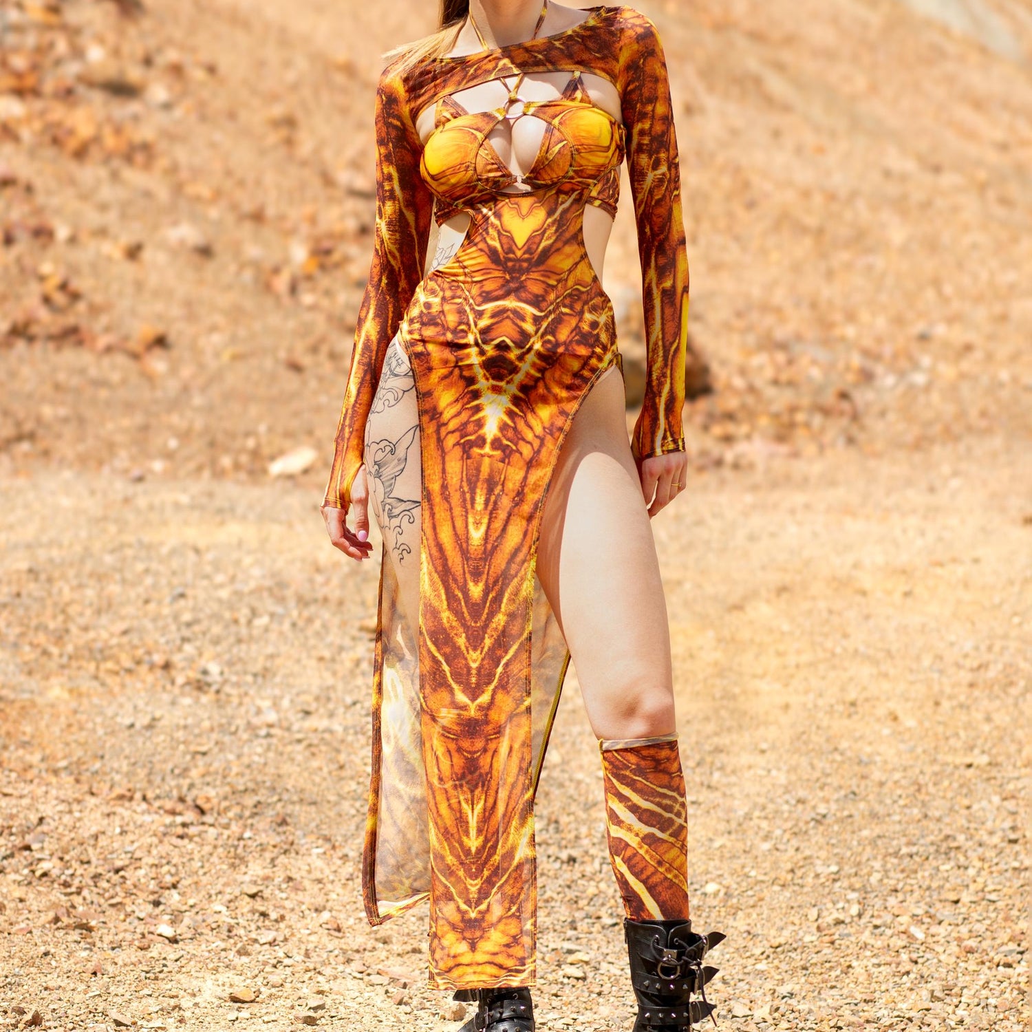 Magnium High Slit Dress Mesh