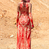 Vision Weaver Red Keyhole Dress Set