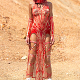Vision Weaver Red Keyhole Dress Set