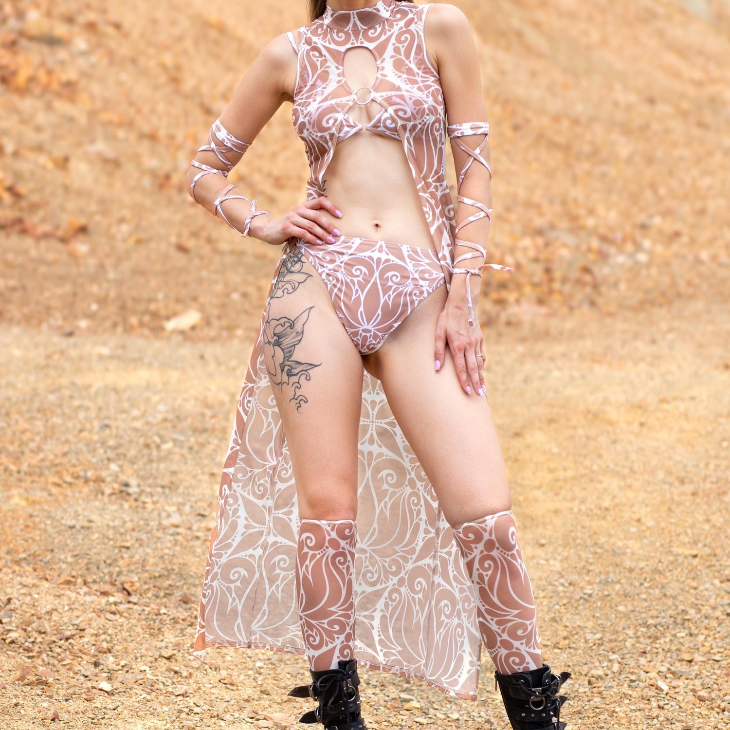 Dreamless Mesh Open Front Dress Lycra