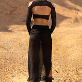 Snakeskin Ruched Slit Skirt
