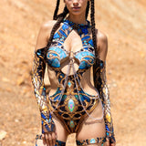 Heartstone Cutout Chain Bodysuit