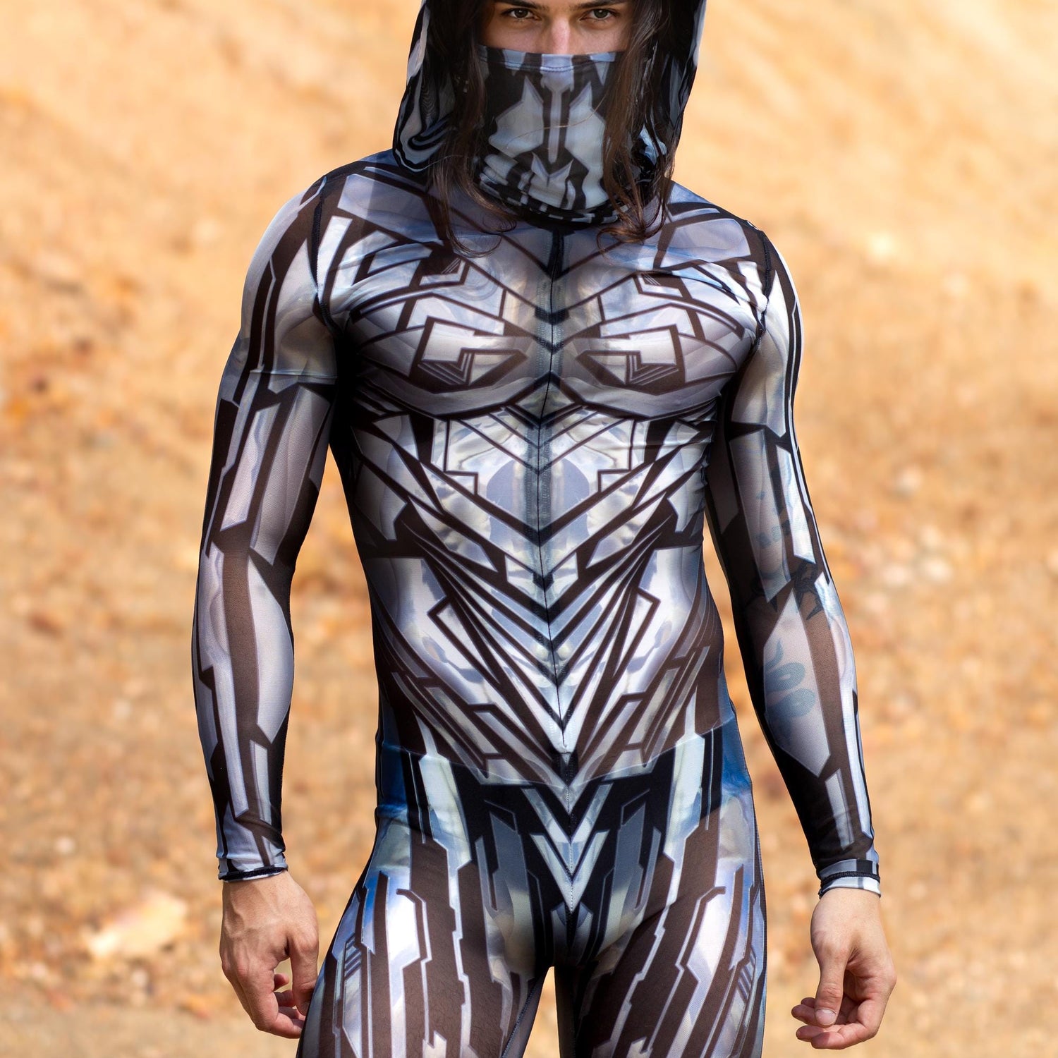 Fury Node Silver Male Mesh Costume Set