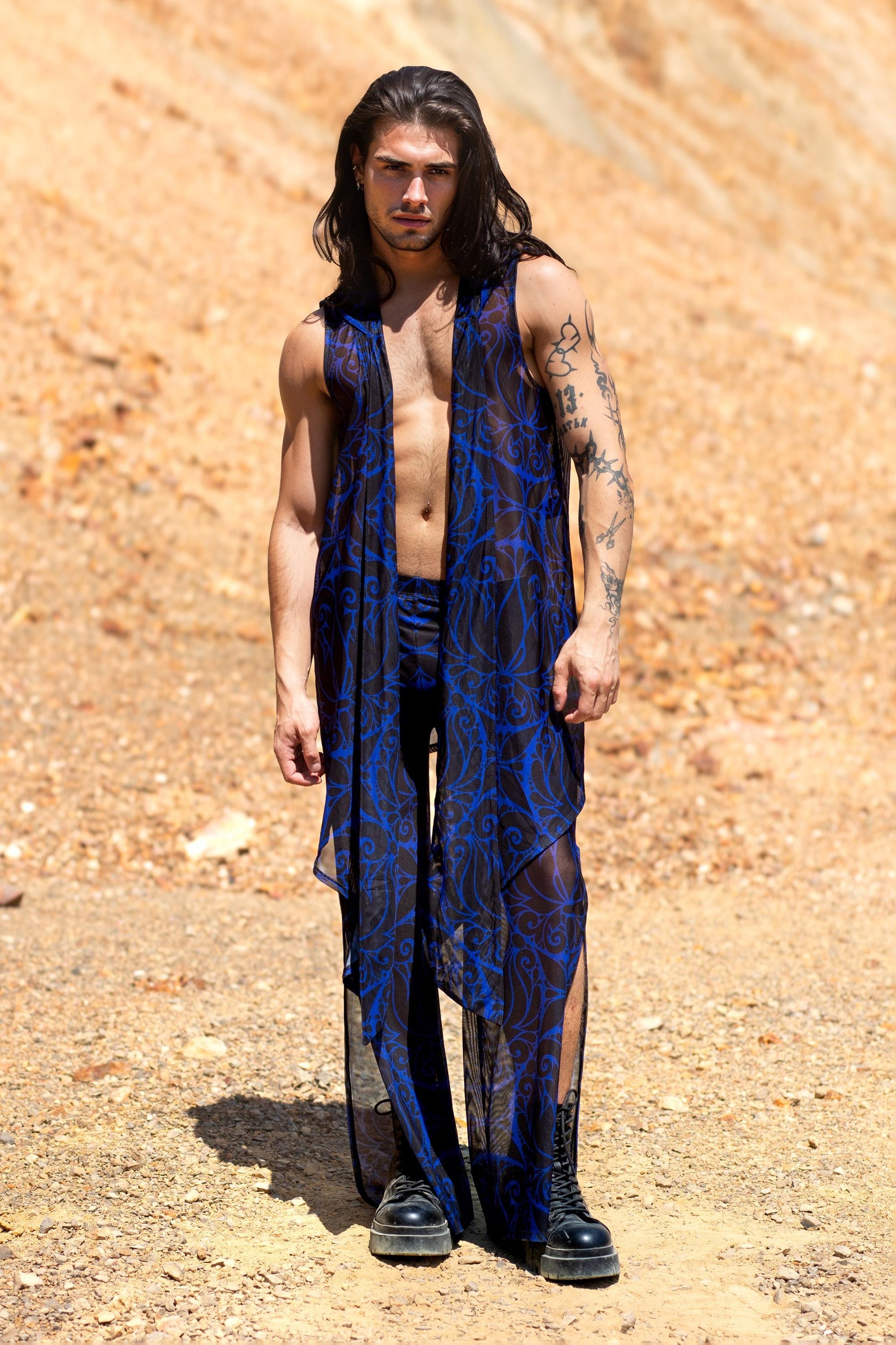 Dreamless Navy Mesh Male Split Pants 2