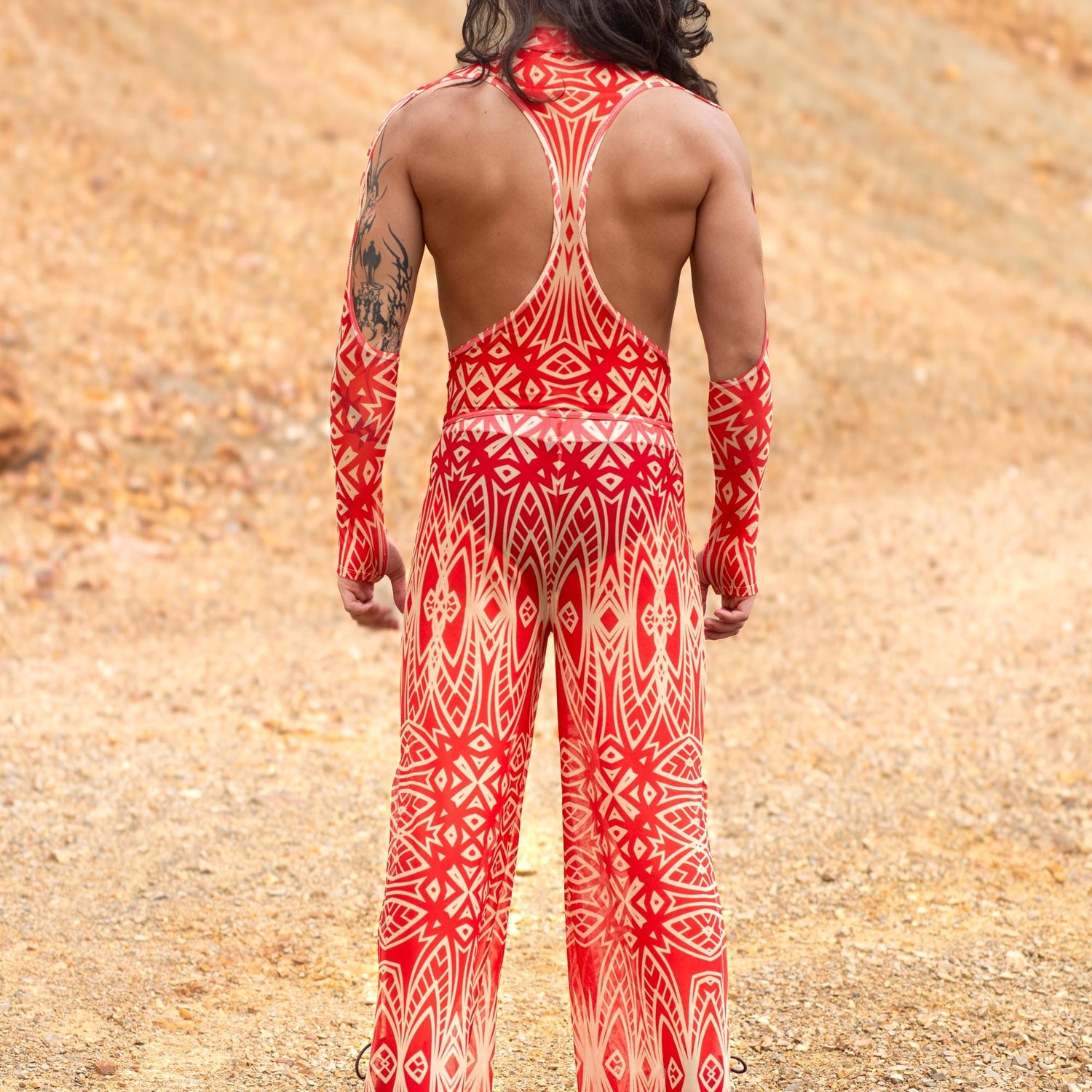 Composition Crimson Male Cutout Top Set Festival