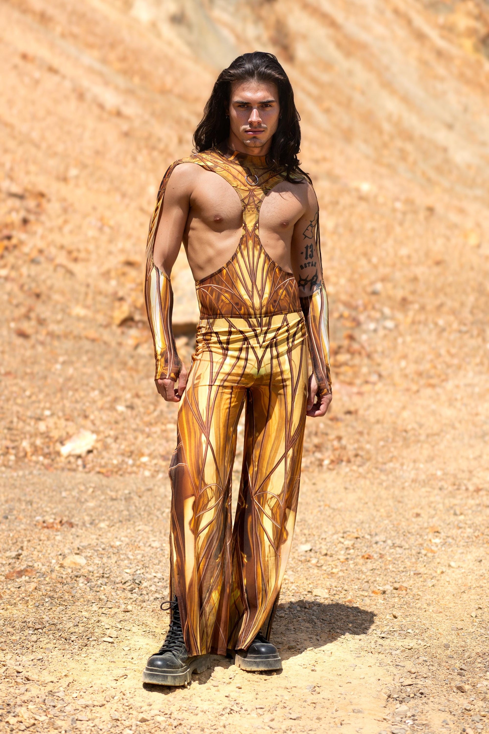Solidus Gold Mesh Male Split Pants 2