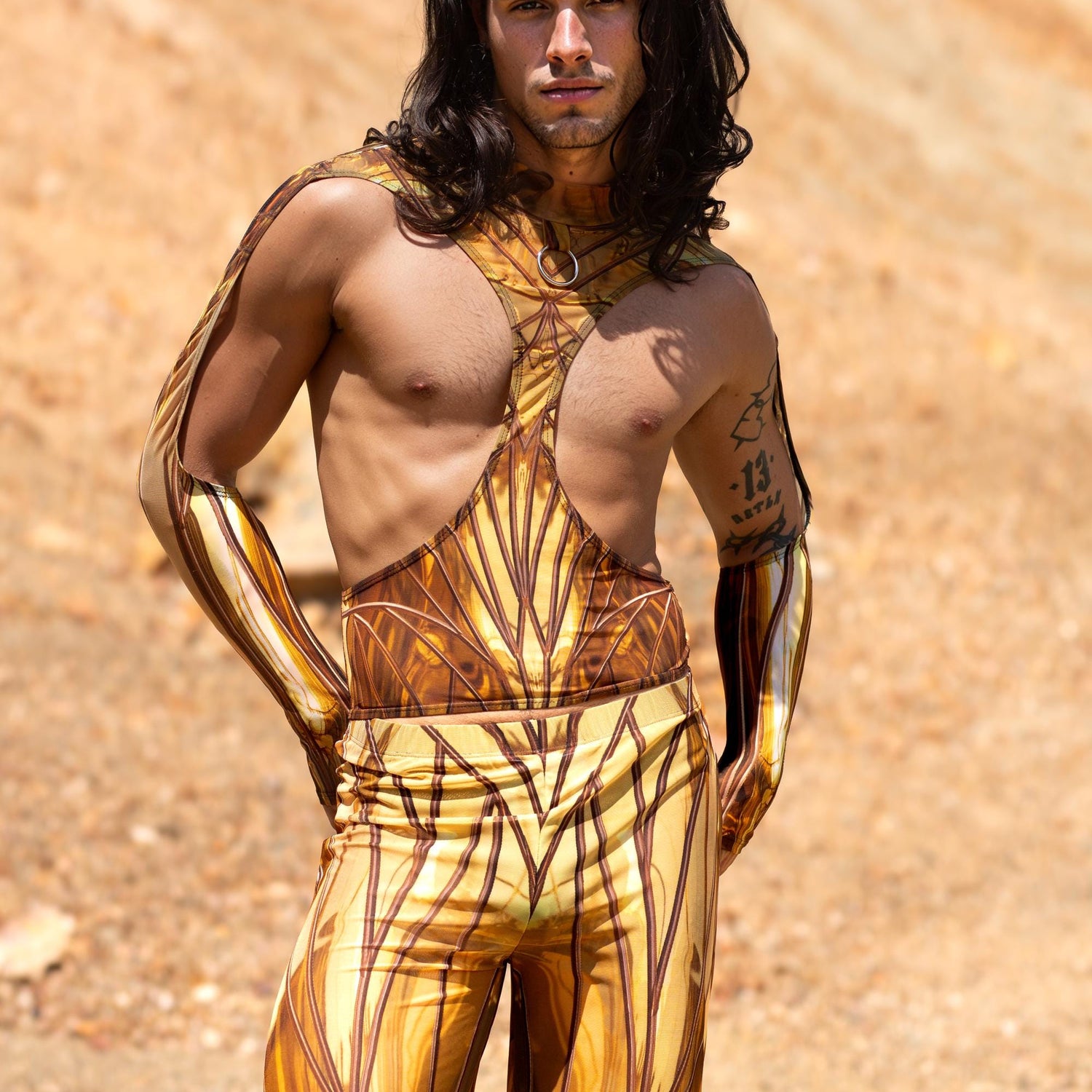 Solidus Gold Mesh Male Split Pants Mesh