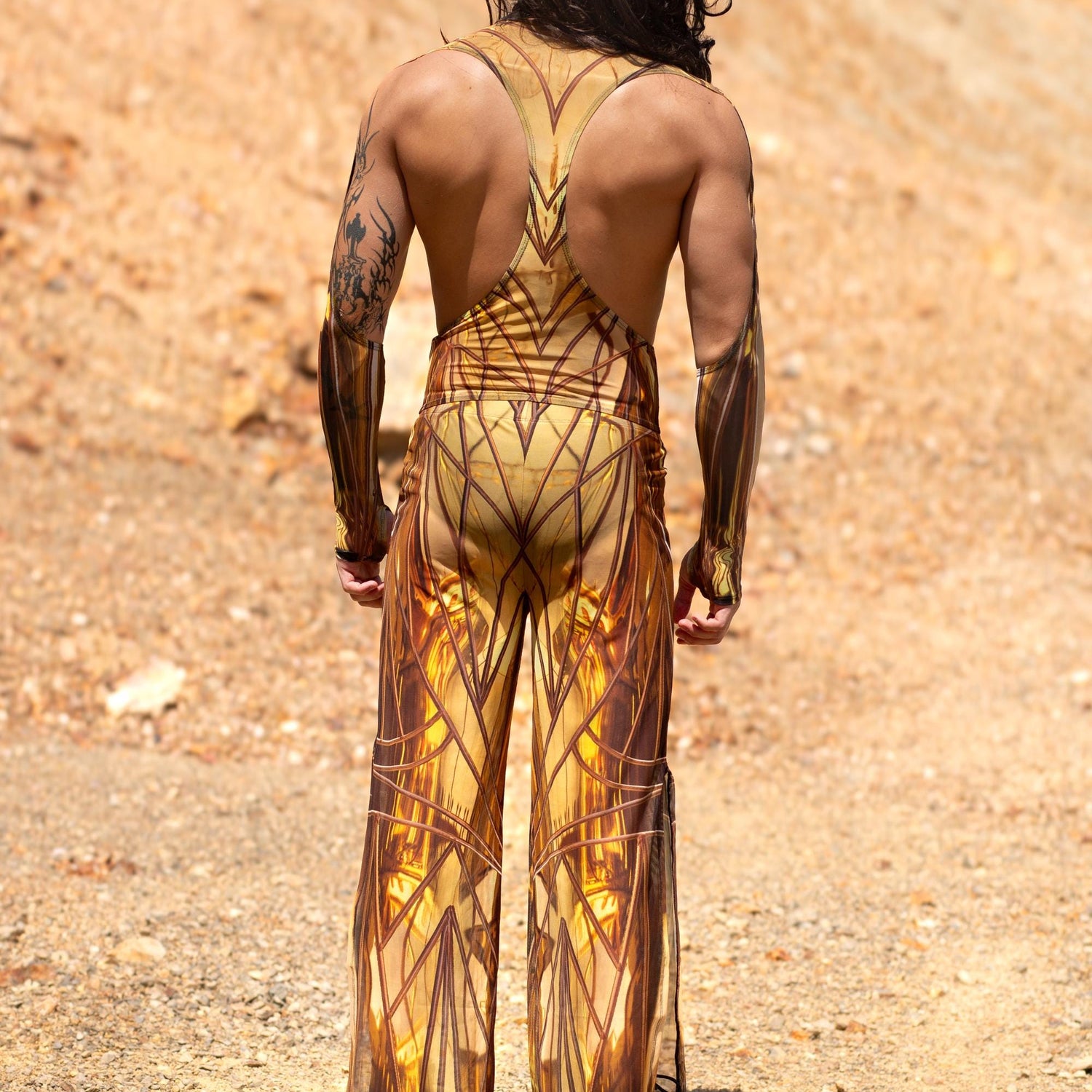 Solidus Gold Mesh Male Split Pants Festival
