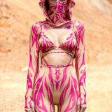 Aquarius Sun Pink Open-Heart Hood Set