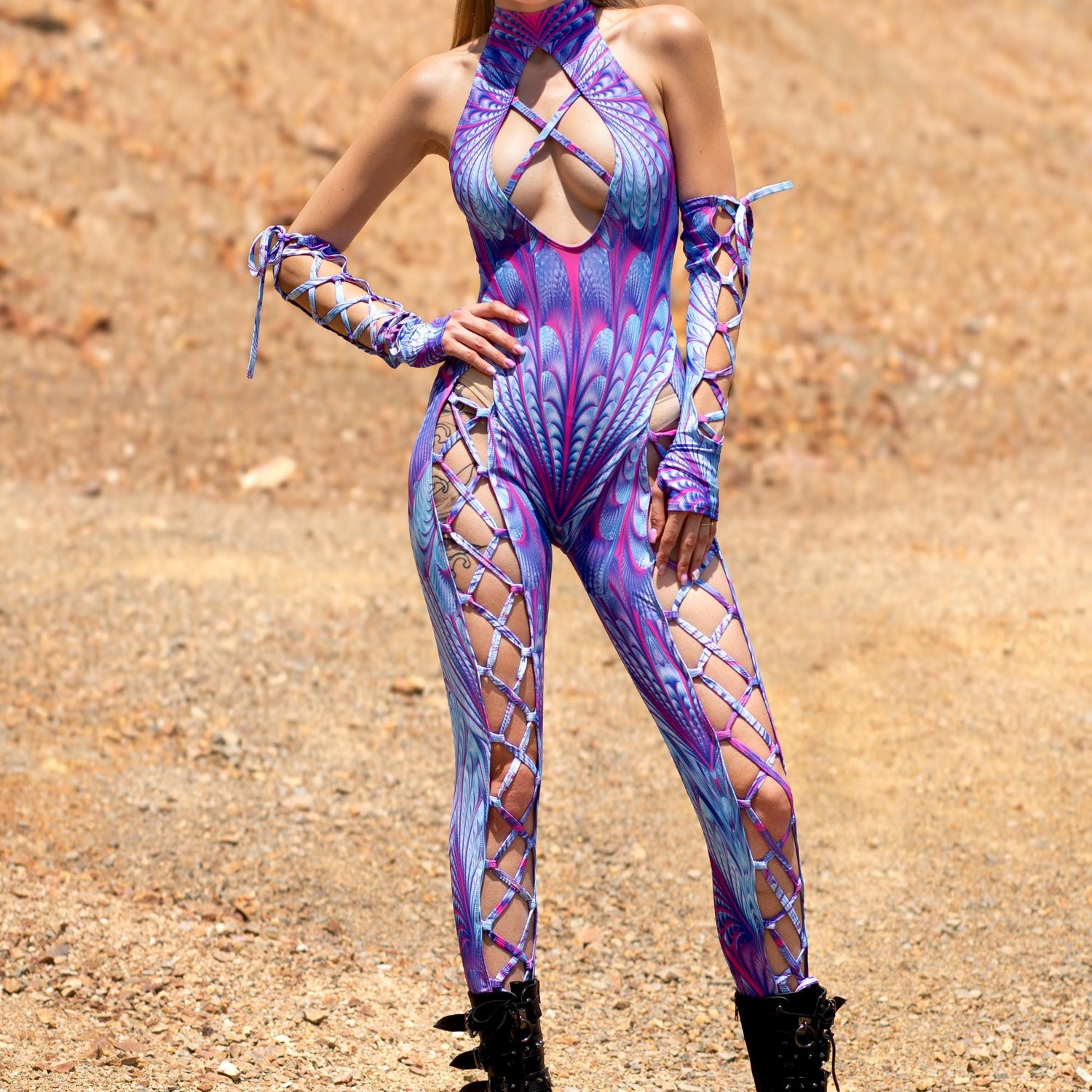 Desert Glow Criss-Cross Jumpsuit Set Lycra