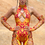 Fury Node Flame Criss-Cross Jumpsuit Set