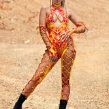 Fury Node Flame Criss-Cross Jumpsuit Set