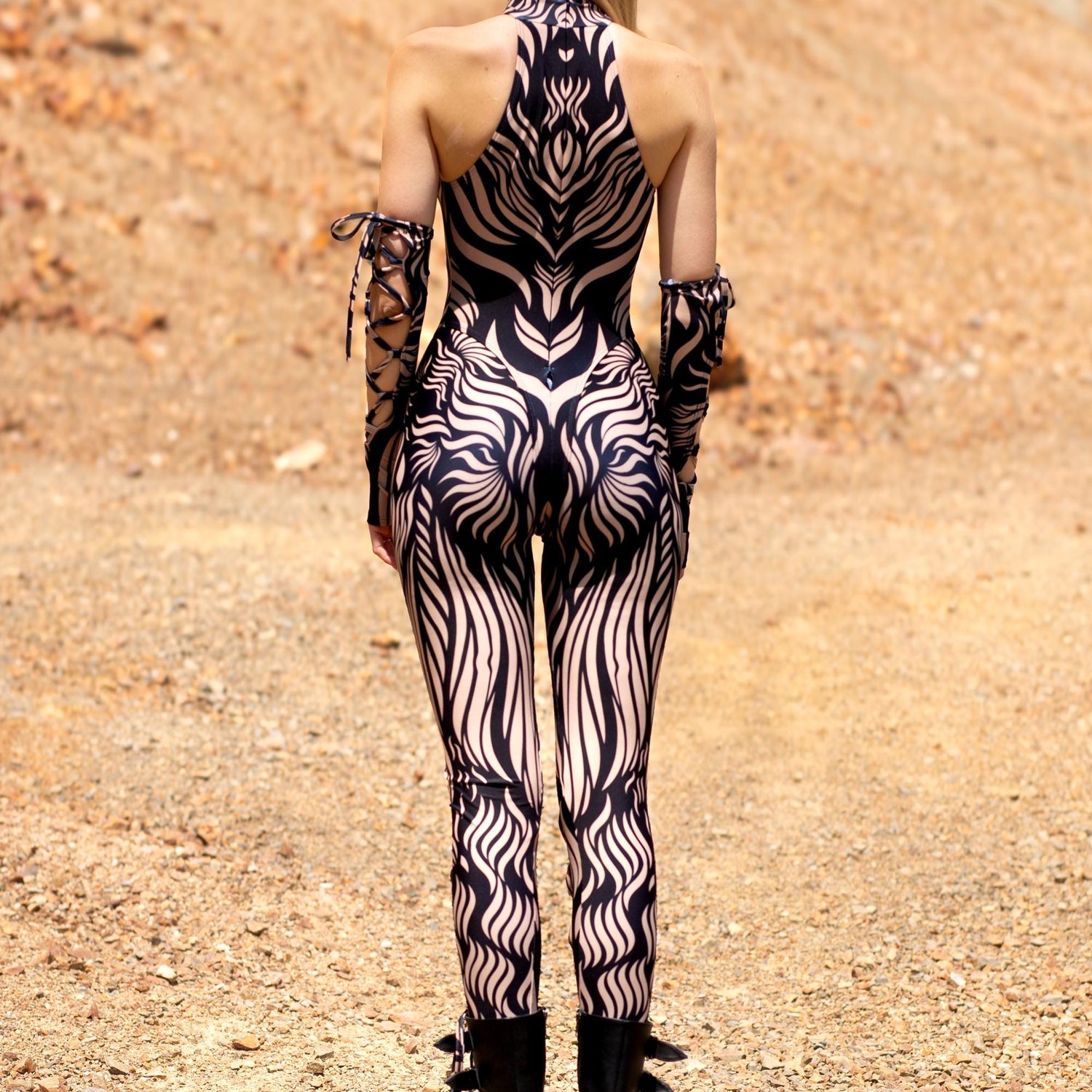 Venus Trap Nude Criss-Cross Jumpsuit Set Festival