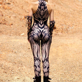 Venus Trap Nude Criss-Cross Jumpsuit Set