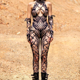 Venus Trap Nude Criss-Cross Jumpsuit Set
