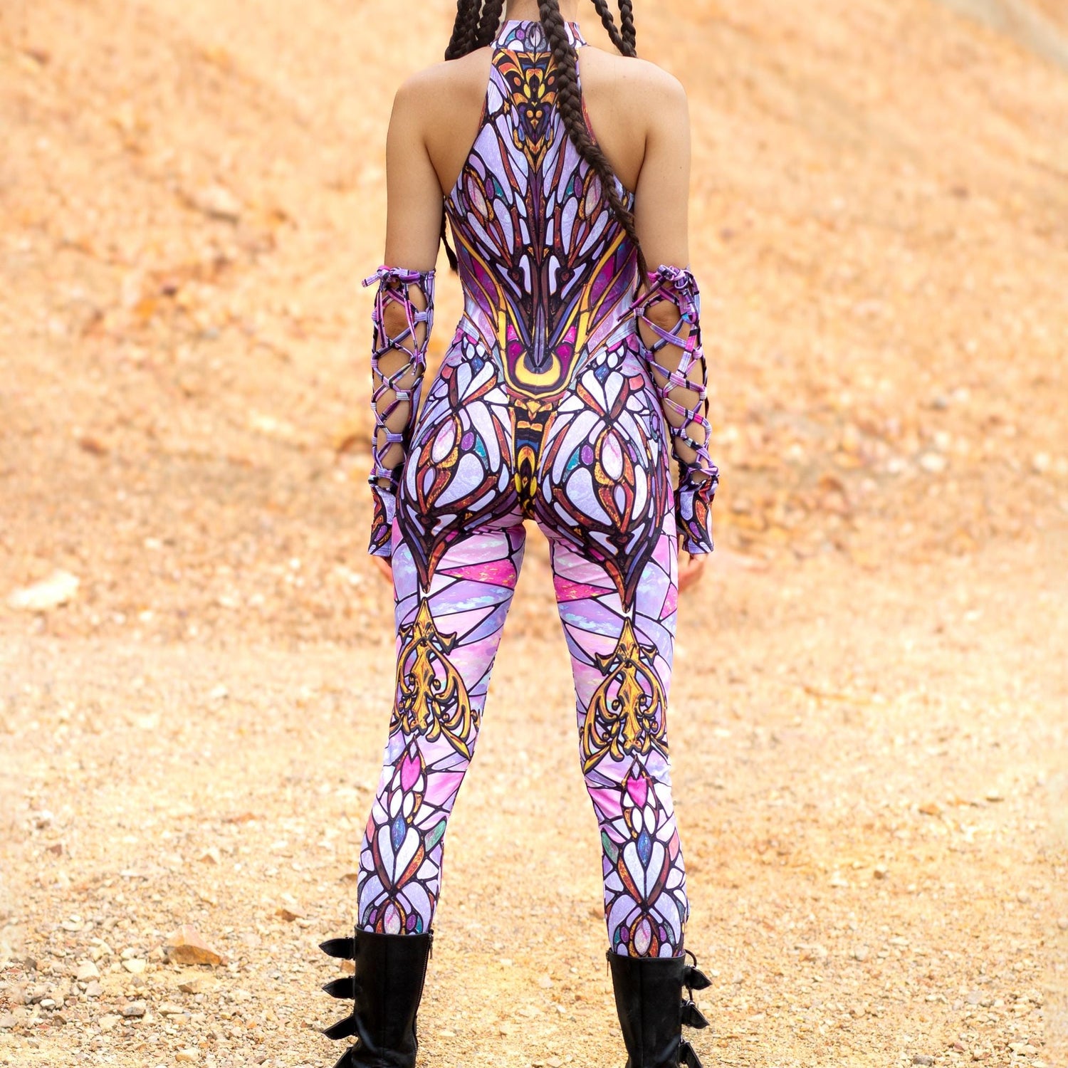 Ironwhisper Rose Criss-Cross Jumpsuit Set Festival