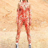 Oculus Red Criss-Cross Jumpsuit Set