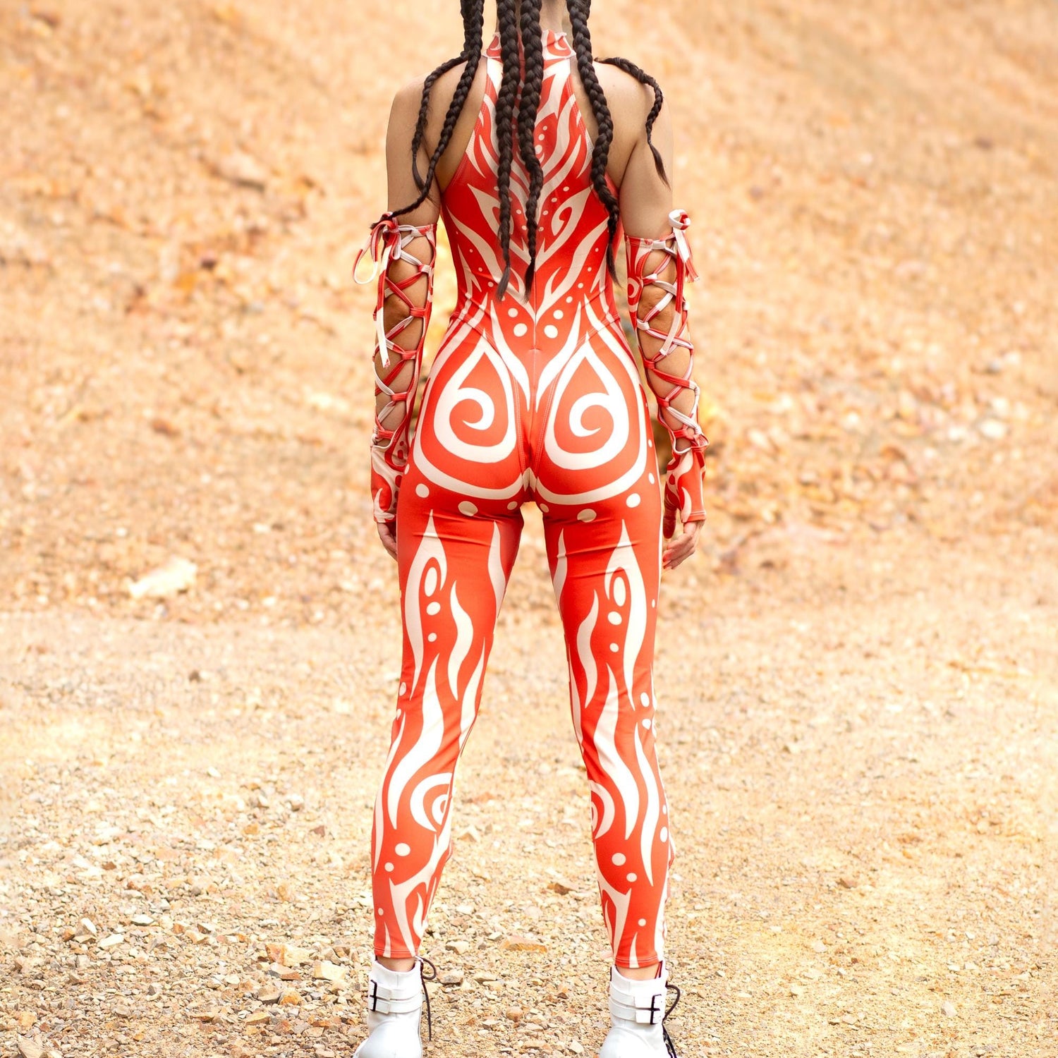 Oculus Red Criss-Cross Jumpsuit Set Festival